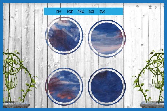 Blue Circle Watercolor Label Clipart 2