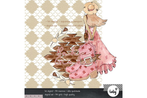 Boho Girls Watercolor Clipart: Fresh Illustrations