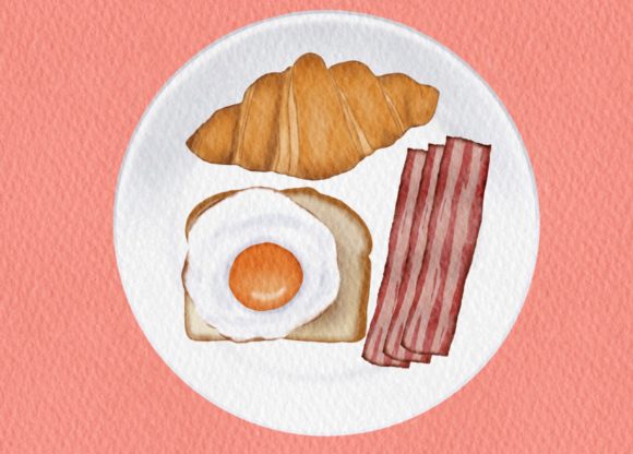 Breafast Set Watercolor and Illustrations