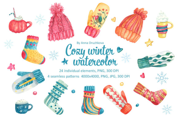 Cozy Winter Watercolor Clipart and Illustrations