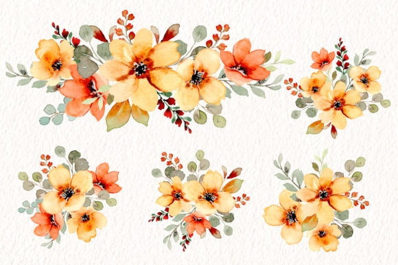Digital Clipart Watercolor Flower Part48 Illustrations