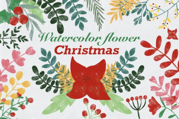 Flower Watercolor Christmas Clipart: Festive Illustrations