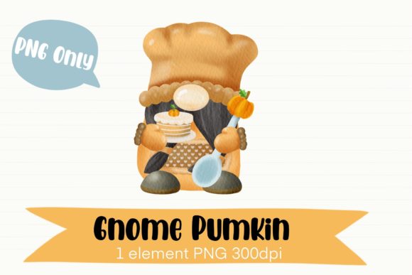 Gnome Pumpkin Cake Watercolor Clipart and Illustrations