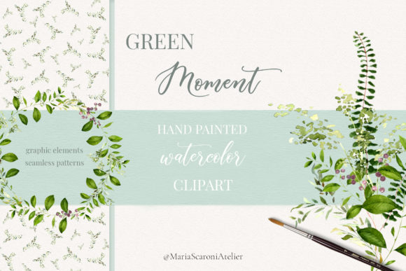Green Moment - Watercolor Clipart