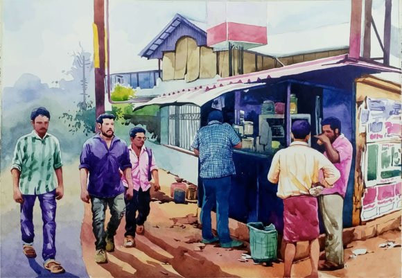 Hand Drawn Watercolor People in Street Illustrations