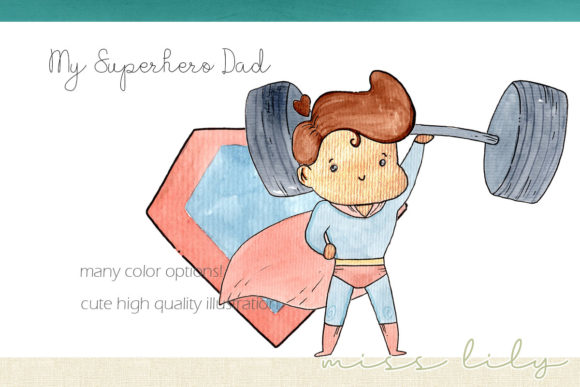 My Heroe Dad Watercolor Set and Illustrations