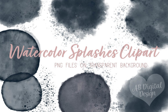 Navy Blue Watercolor Splashes: Premium Illustrations