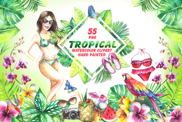 Tropical Watercolor Clipart: Vibrant Illustrations for Design