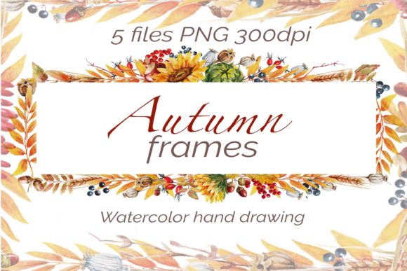 Watercolor Autumn Frames, Fall Wreath Illustrations
