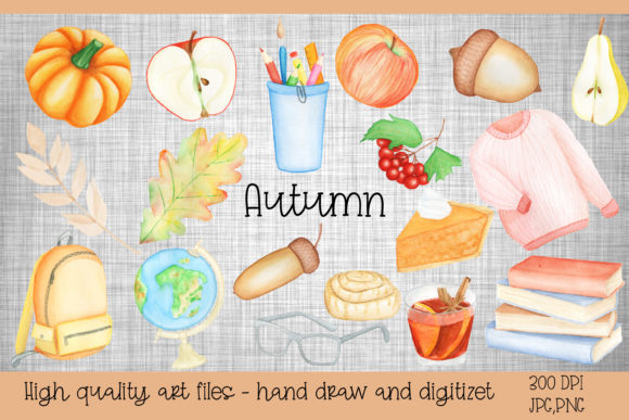 Watercolor Clipart Autumn. Illustrations