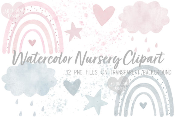 Watercolor Clipart, Baby Nursery Rainbow