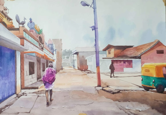 Watercolor Hand Drawn Person Walking Illustrations