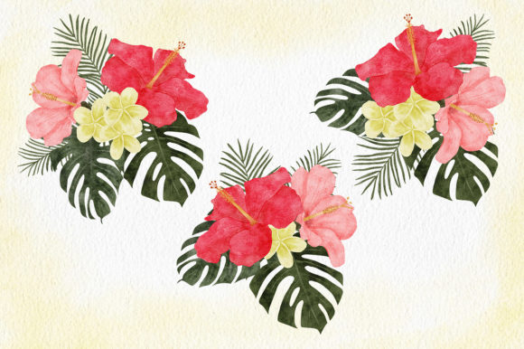Watercolor Hibiscus Arrangement Flower