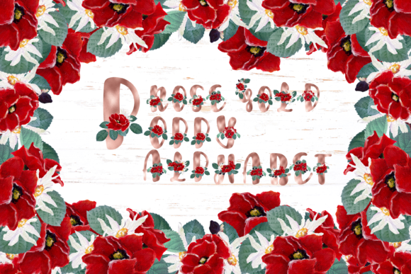 Watercolor Rose Gold Poppy Alphabet Illustrations Review