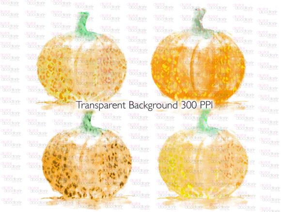 Watercolor See Through Leopard Pumpkins Illustrations