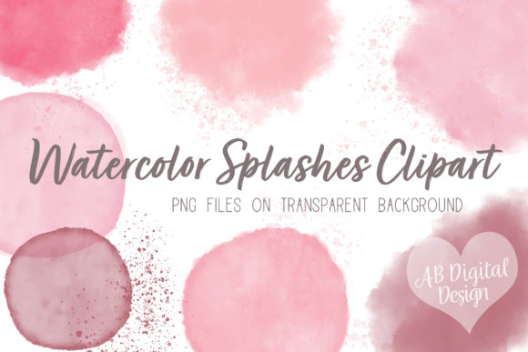 Watercolor Splashes Clipart Pink: Soft Illustrations