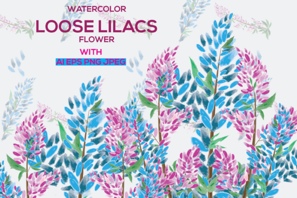 Watercolor Spring Lilacs Flowers Illustrations