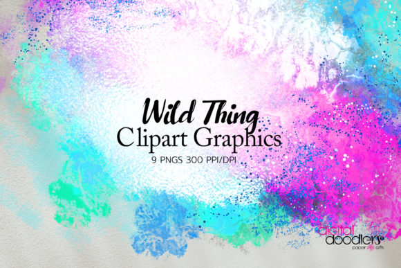 Wild Thing Watercolor Splash Clipart 5 and Illustrations