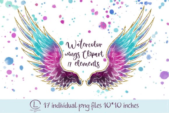 Wings Watercolor, Angel Wings Clipart Illustrations